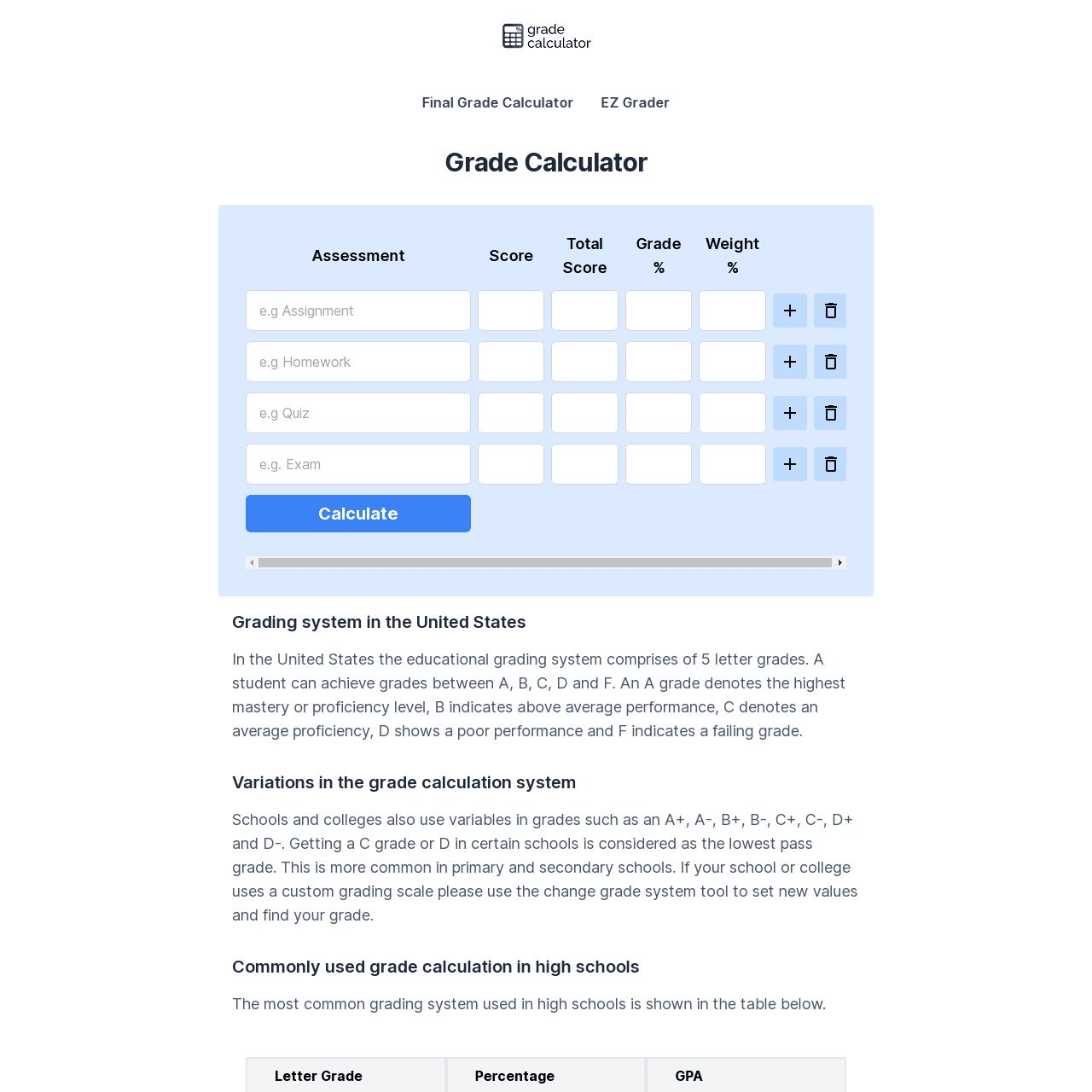 Course grade calculator